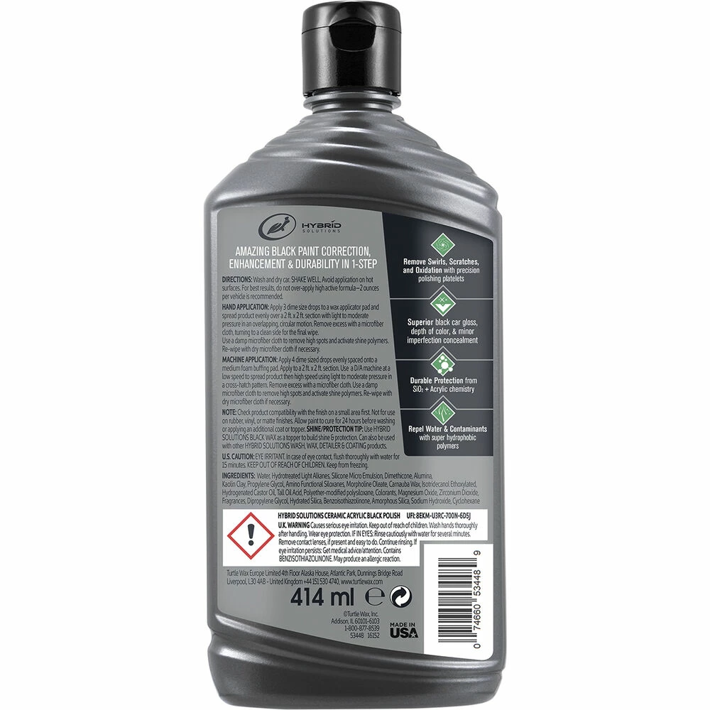 Turtle Wax Hybrid Solutions Ceramic Black Liquid Polish 414mL 4 Turtle Wax Hybrid Solutions Ceramic Black Liquid Polish 414mL - Image 2