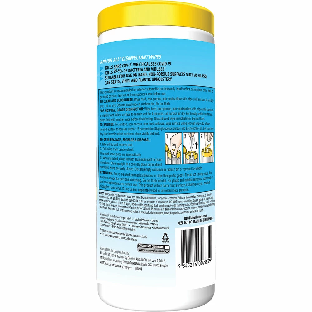 Armor All Disinfectant Wipes 24 Pack 4 Armor All Disinfectant Wipes 24 Pack - Image 2